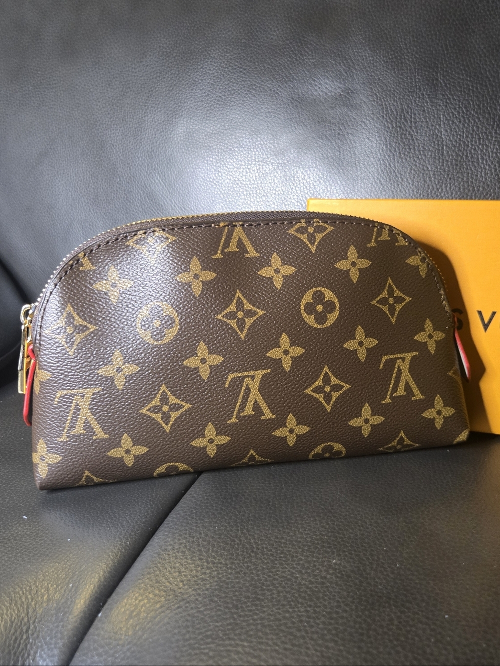 Brown and Gold Monogram Pouch
